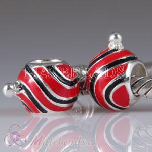 Largehole Jewelry Christmas Glitter Stripes Ornament Charm Beads