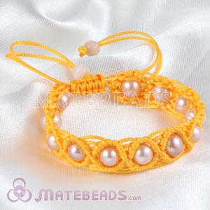 Fashion Hand Knitted Adjustable Bracelet with Freshwater Pearl