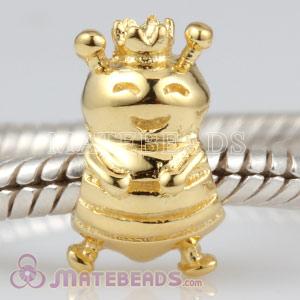 European Style Gold Plated Queen Bee Silver Beads with Crown