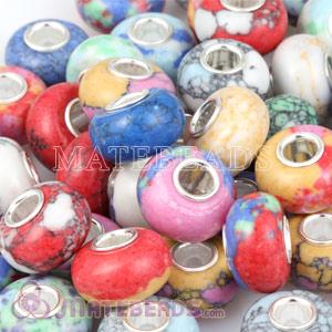Mix 50 Pcs Different Styles Color Stone Beads fit European bracelet
