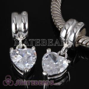 Sterling silver crystal love heart Charms