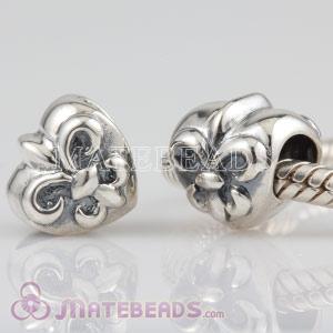 European Style Sterling Silver Fleur-De-Lis Heart Beads
