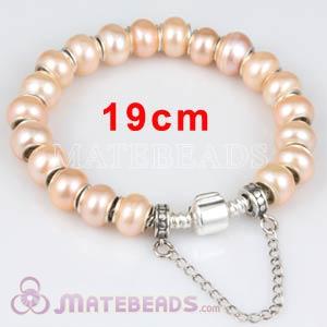 19cm European Style Freshwater Pearl Sterling Silver Bracelet with Safety Chain