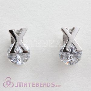 925 Sterling Silver CZ Letter X Stud Earrings