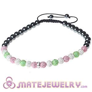 Handmade Long AKA Style Pink And Green Czech Crystal Necklace