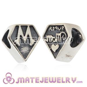 Wholesale European Sterling Silver Super Mom Charm Beads 