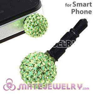 10mm Green Czech Crystal Ball Earphone Jack Plug For iPhone Wholesale 