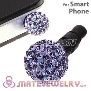 8mm Purple Czech Crystal Ball Earphone Jack Plug For iPhone Wholesale 