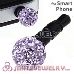 8mm Lavender Czech Crystal Ball Earphone Jack Plug For iPhone Wholesale 