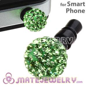 8mm Green Czech Crystal Ball Earphone Jack Plug For iPhone Wholesale 