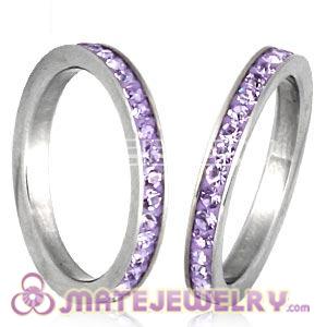Wholesale Fashion Unisex Stainless Stackable Finger Ring With Violet Austrian Crystal 