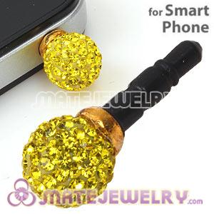10mm Yellow Czech Crystal Ball Plugy Headphone Jack Accessories