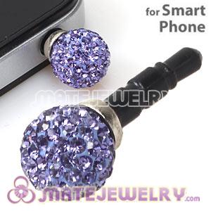 10mm Lilac Czech Crystal Ball Cute Plugy Earphone Jack Accessory