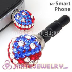 10mm Czech Crystal Flag Of USA Ball Cute Plugy Earphone Jack Accessory