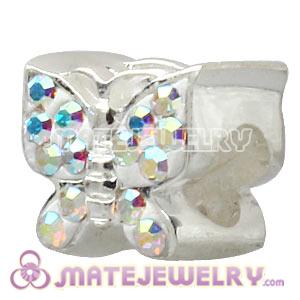 925 Sterling Silver Butterfly Charm Beads With Austrian Crystal 