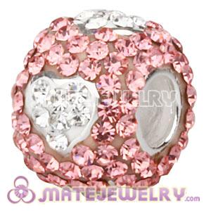 925 Sterling Silver Charm Beads With Heart Austrian Crystal 