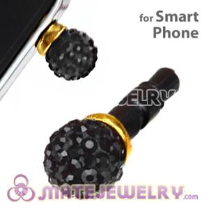 8mm Black Czech Crystal Ball Cute Plugy Earphone Jack Accessory
