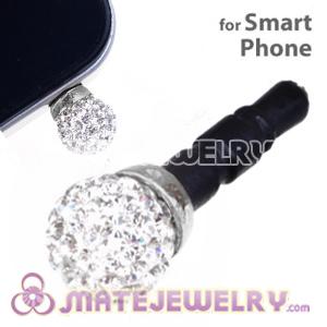 8mm White Czech Crystal Ball Plugy Headphone Jack Accessories