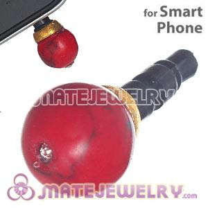 8mm Red Coral Mobile Earphone Jack Plug Fit iPhone 