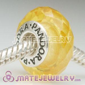 Yellow Prism Cubic Zirconia Beads Fit European Jewelry