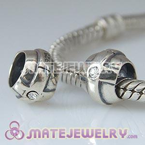 European Sterling Cross Charms with Stone Bead