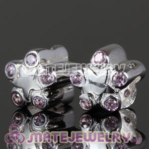 European jewellery silver bead with flower stones