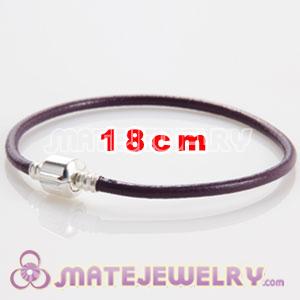 Purple slippy leather European style bracelet without stamped