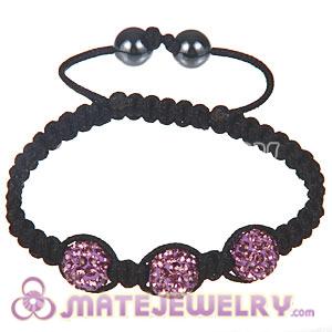 Wholesale Bargain Price Handmade Pave Purple Crystal Macrame Bracelets