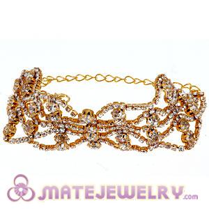Wholesale Gold Plated Alloy Crystal Bracelet Chain With Lobster Clasp
