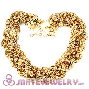 Fashion Gold Plated Chunky Braided Snake Chain Necklace 