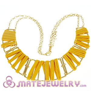 2012 New Gold Chains Leather Choker Bib Collar Necklace 