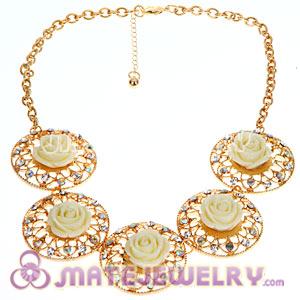 New Fashion Crystal Rose Flower Choker Collar Necklace Wholesale