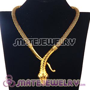 Vintage Golden Chain Snake Head Punk Gothic Pendant Necklace