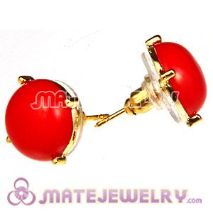 Fashion Gold Plated Coral Red Bubble Stud Earring Wholesale