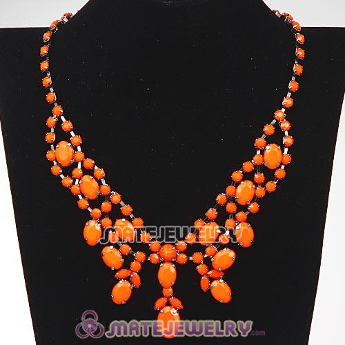 Chunky Multilayer Orange Resin Choker Bib Necklaces Wholesale