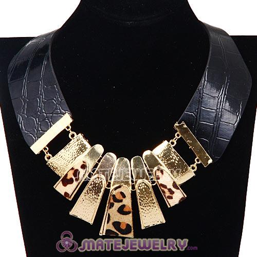 Punk Retro Leopard Leather Choker Collar Bib Necklace Wholesale