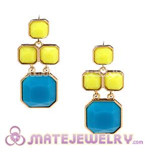 Fashion Gold Plated Faceted Resin Chandelier Drop Earrings Wholesale