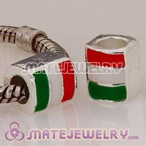Silver Plated Enamel European Italy Flag Charm Beads Wholesale