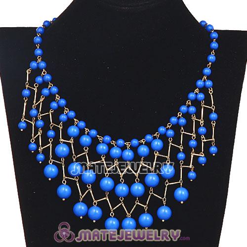 Fashion Blue Bauble Cascade Bib Necklaces Wholesale