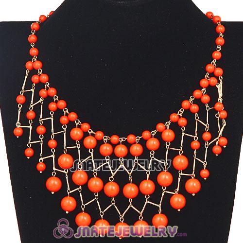 Fashion Orange Bauble Cascade Bib Necklaces Wholesale