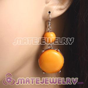 Fashion Silver Plated Yellow Resin Drop Bubble Earrings Wholesale