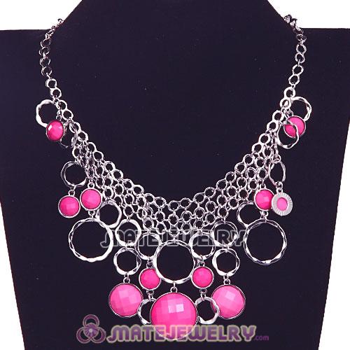 Silver Chains Multilayer Roseo Resin Choker Bib Necklaces Wholesale
