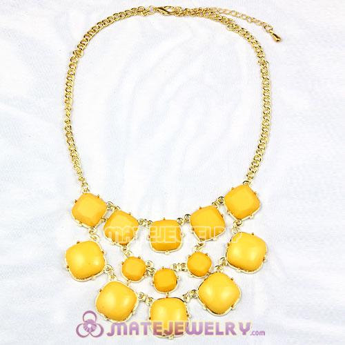 Yellow Resin Bead Trio Marzipan Bib Statement Necklaces Wholesale