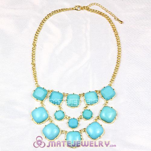 Turquoise Resin Bead Trio Marzipan Bib Statement Necklaces Wholesale