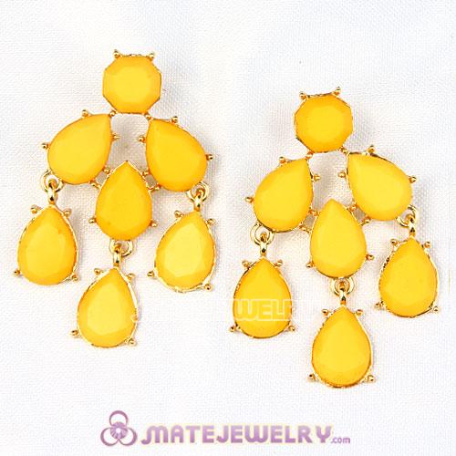 Fashion Gold Plated Yellow Resin Chandelier Earrings Wholesale
