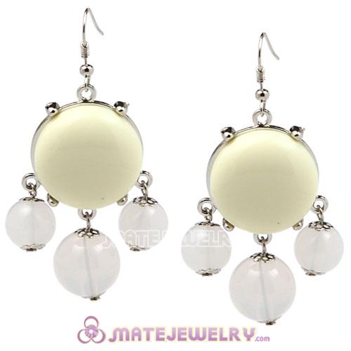 Fashion Silver Plated Cream Resin Bubble Earrings Wholesale