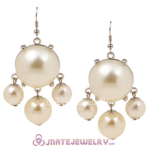Fashion Silver Plated Cream Pearl Bubble Earrings Wholesale