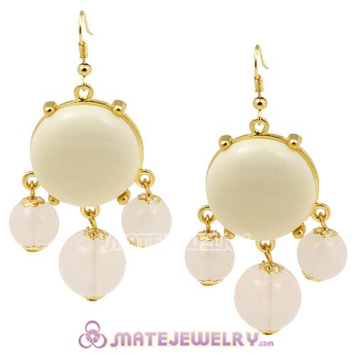 Fashion Gold Plated Cream Resin Bubble Earrings Wholesale