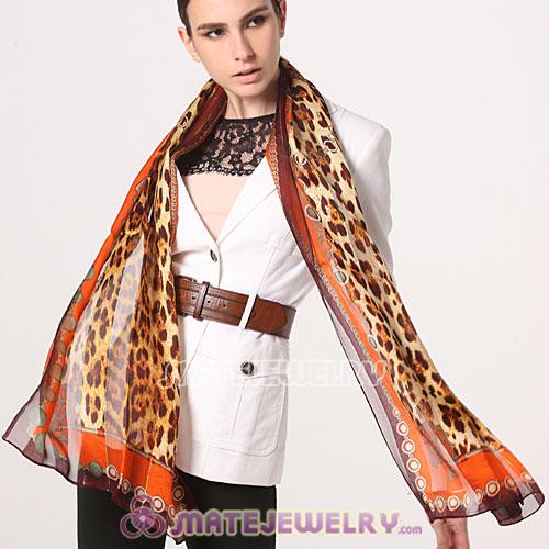Fashion Office Lady Leopard Silk Scarf Pashmina Scarves Shawls