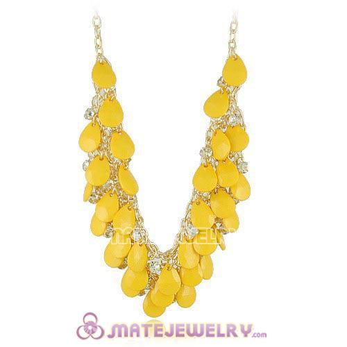 Multilayers Cascade Yellow Resin Crystal Bubble Bib Necklaces Wholesale